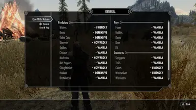 Menu screen