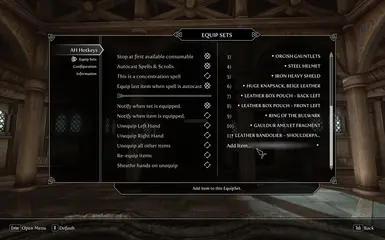 EquipSet screen 2