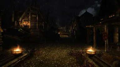 Whiterun Gates during a Rainy Night